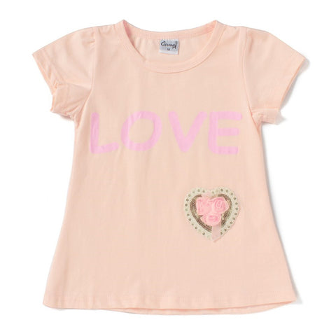Camey Magenta Love Girls Half Sleeve Tshirt - Camey Shop