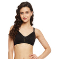 Womens Non Padded Non Wired Solid Full Coverage Black Bra with Detachable Straps - Camey Shop