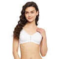 Womens Non Padded Non Wired Solid Full Coverage White Bra with Detachable Straps - Camey Shop