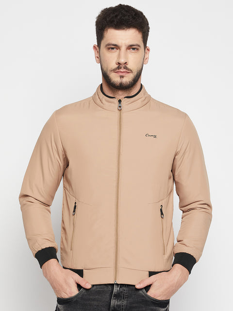 Camey Full Sleeve Solid Men Jacket (Beige) - Camey Shop