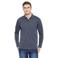 Men's Blue Full Sleeves Cotton Polo Printed T-Shirt - Camey Shop