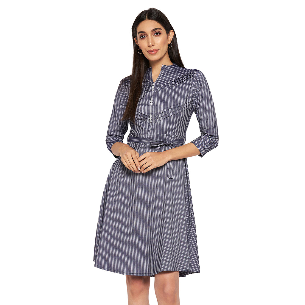 Camey Women Striped Cotton Shirt Mini Dress - Camey Shop