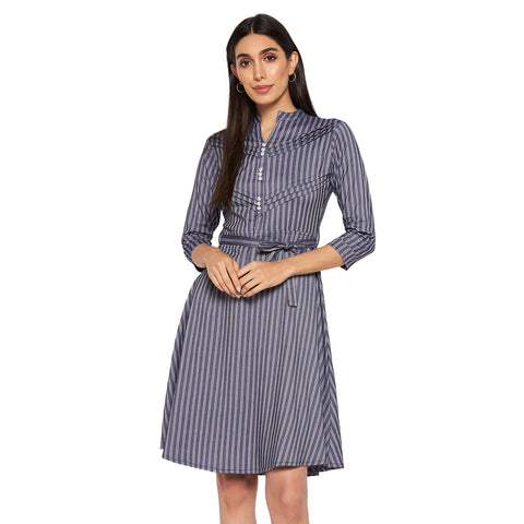 Camey Women Striped Cotton Shirt Mini Dress - Camey Shop