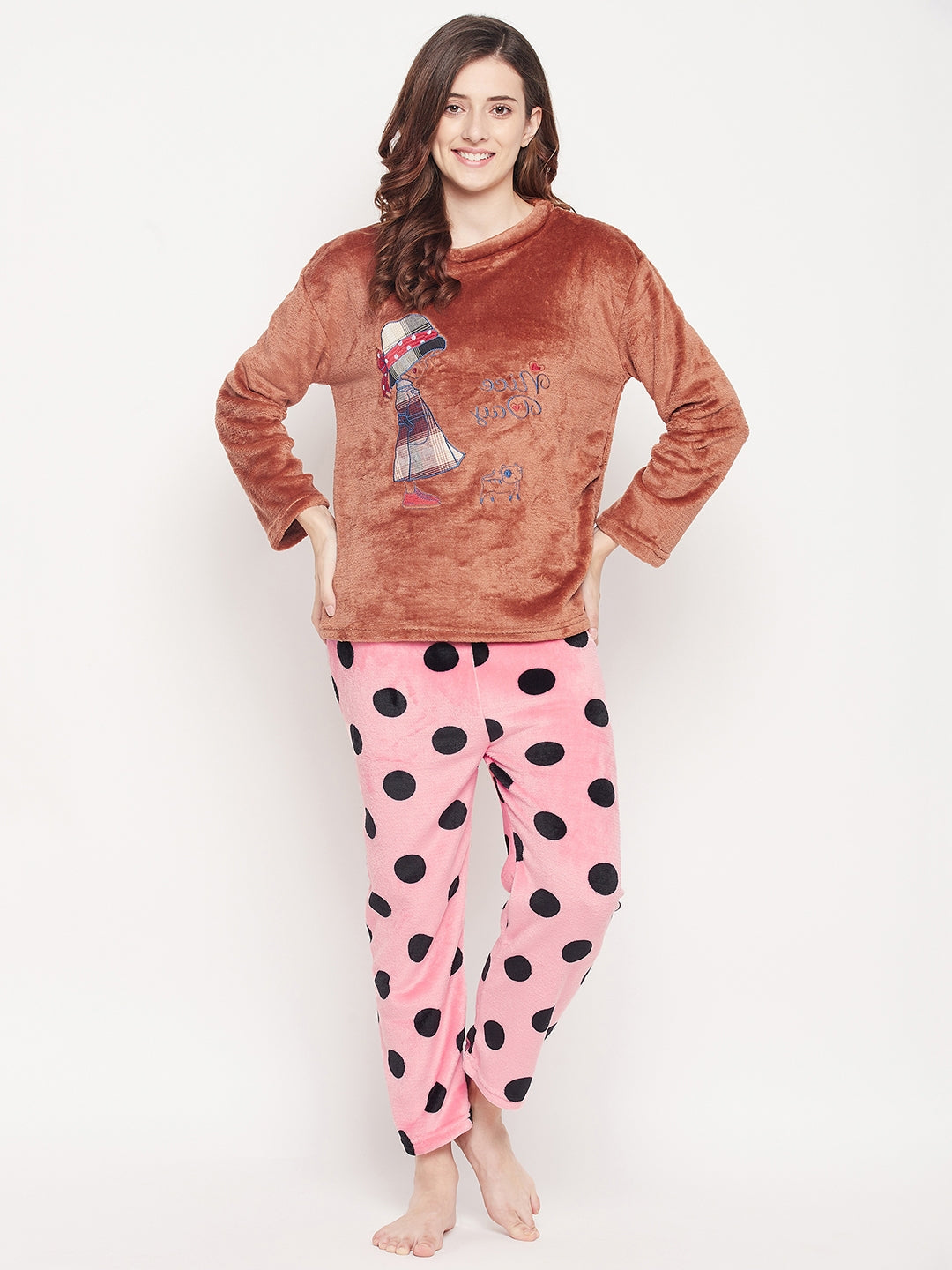 Camey Women's Winter Full Sleeve Top and Pajama Pants Regular Fit Night Suit Round Collarless Top and Pyjama Set Ladies Night Dress - Camey Shop