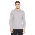 Men's Dark Grey Full Sleeves Cotton Polo Printed T-Shirt - Camey Shop