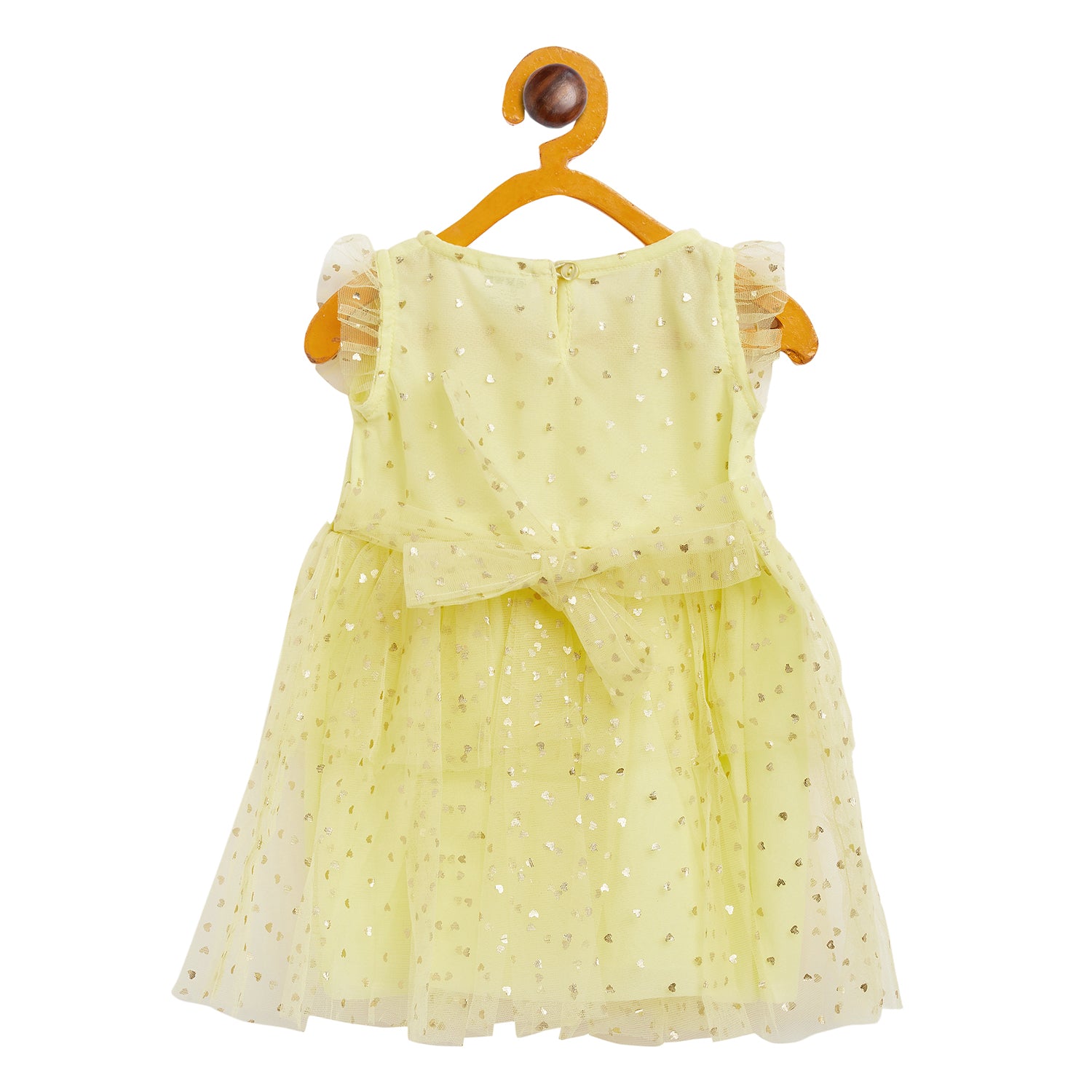 Baby Yellow Tulle with Golden Heart Foil Print Dress