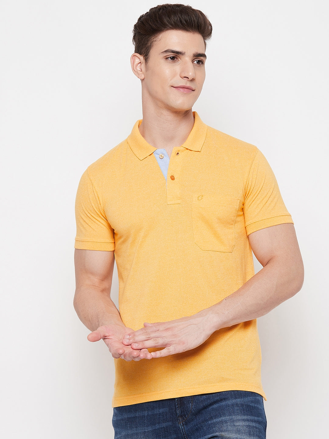 Men's Gold Corn Half Sleeves Cotton Polo T-Shirt - Camey Shop