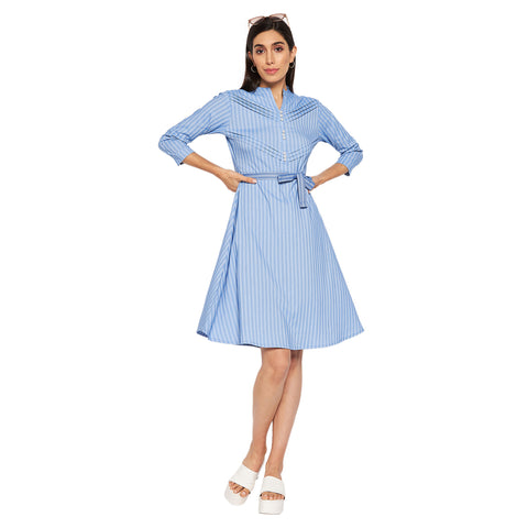 Camey Women Striped Cotton Shirt Mini Dress - Camey Shop