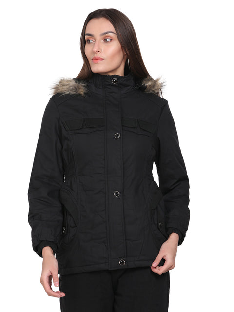 Women's Solid Black Jacket - Camey Shop
