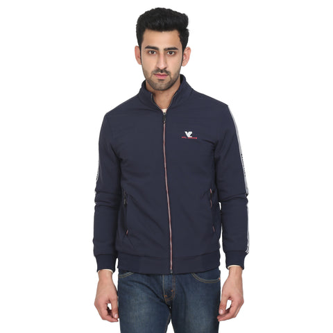 Mens Navy Full Sleeve Zipper Jacket - Camey Shop