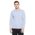 Men's Light Blue Full Sleeves Cotton Polo Printed T-Shirt - Camey Shop