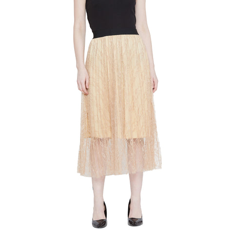 Camey Women Self Design A-line Beige Skirt - Camey Shop
