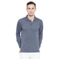 Men's Grey Blue Full Sleeves Cotton Polo T-Shirt - Camey Shop