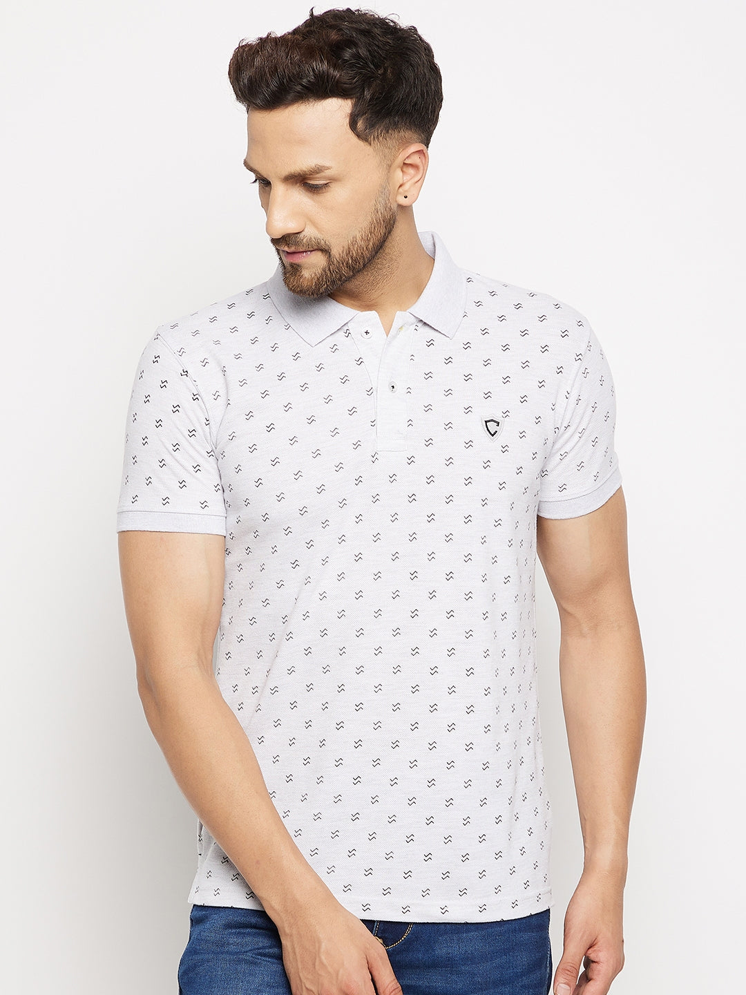 Camey Men's Printed Half Sleeves Cotton Front Button T-Shirt - Camey Shop