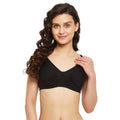Womens Non Padded Non Wired Solid Full Coverage Black Bra - Camey Shop
