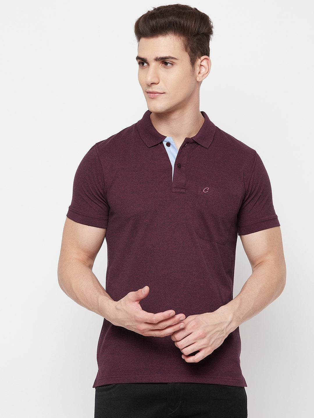 Men's Rustic Red Half Sleeves Cotton Polo T-Shirt - Camey Shop