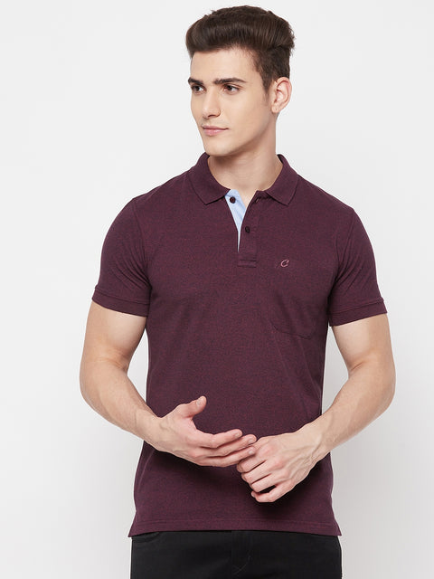 Men's Rustic Red Half Sleeves Cotton Polo T-Shirt - Camey Shop