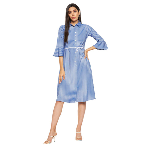 Camey Women Striped Cotton Shirt Mini Dress - Camey Shop