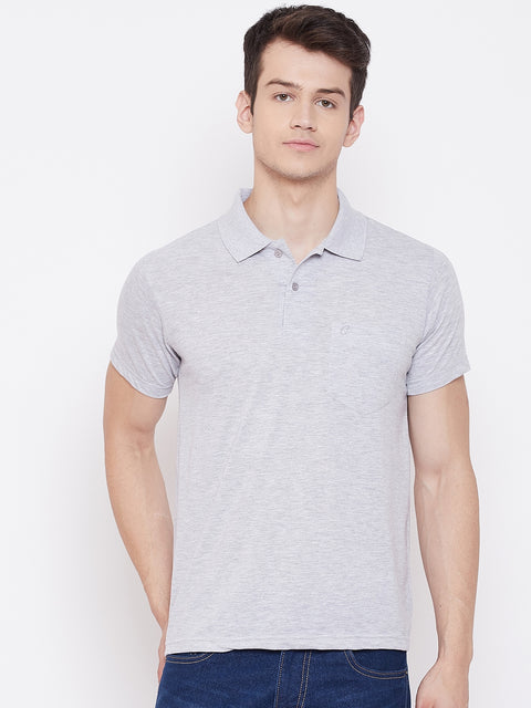 Men's L.Grey Half Sleeves Cotton Polo T-Shirt - Camey Shop