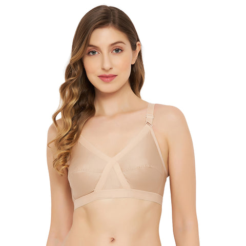 Womens Non Padded Non Wired Solid Full Coverage Skin Bra - Camey Shop