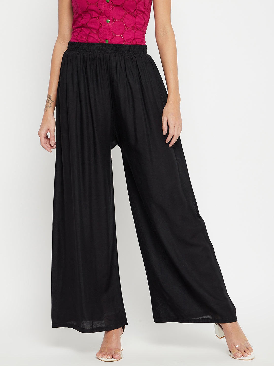 Women Cotton Black Palazzo - Camey Shop