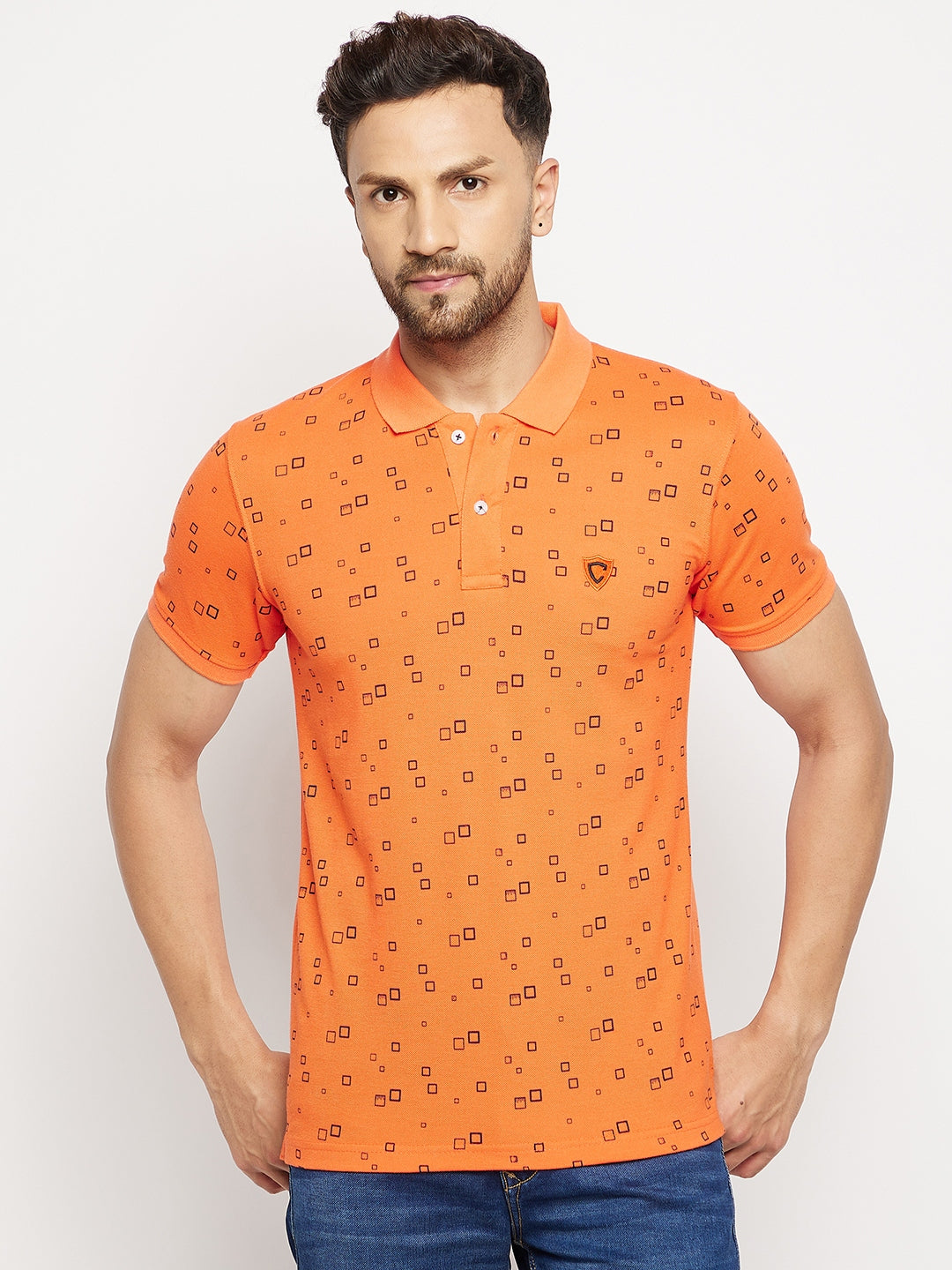 Camey Men's Printed Half Sleeves Cotton Front Button T-Shirt - Camey Shop