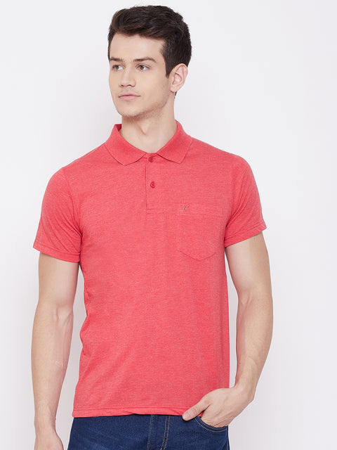 Men's D.Pink Half Sleeves Cotton Polo T-Shirt - Camey Shop