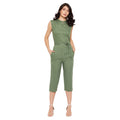 Women Printed Crepe Sleeveless Green Jumpsuit - Camey Shop