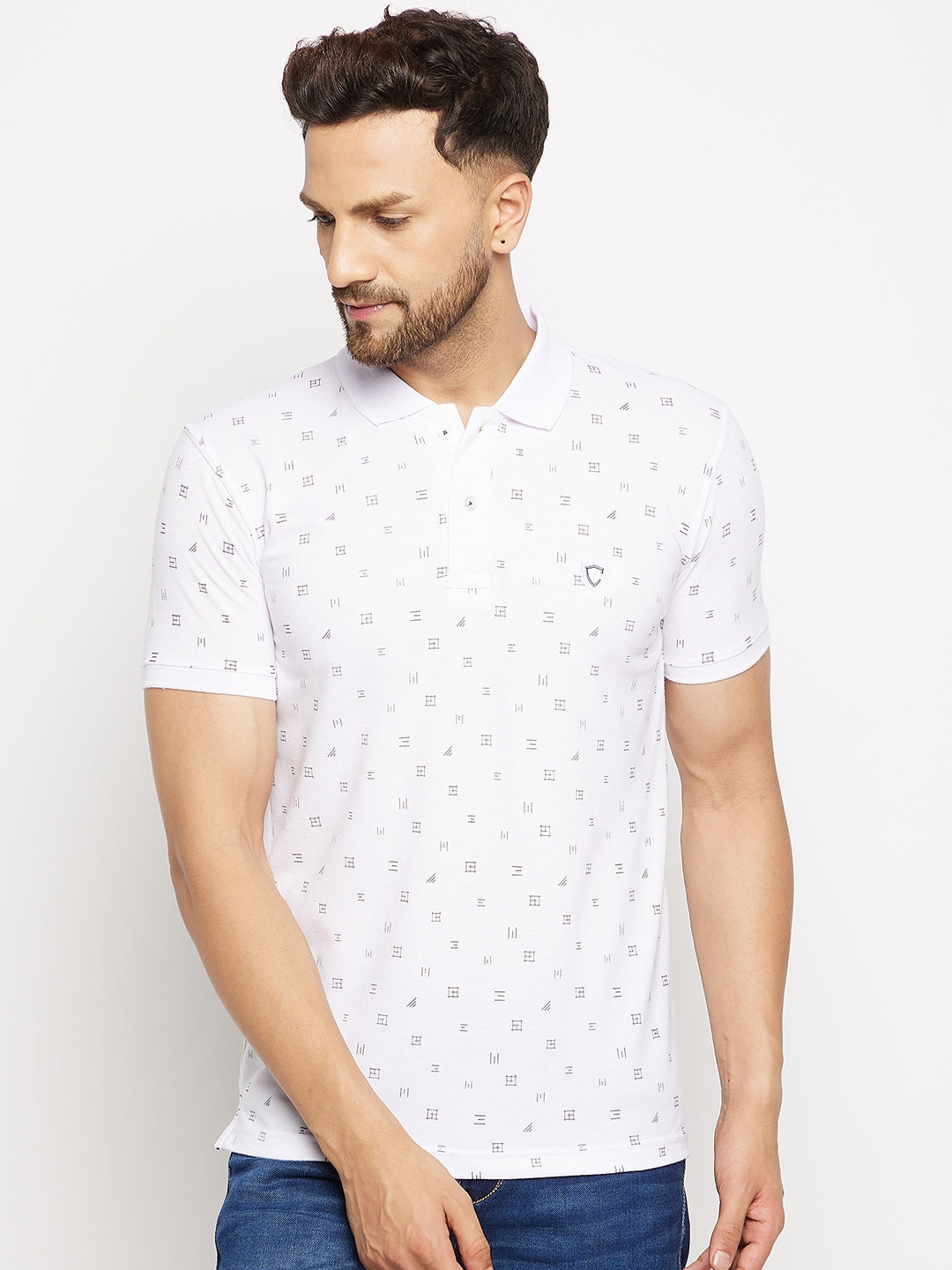 Camey Men's Printed Half Sleeves Cotton Front Button T-Shirt - Camey Shop