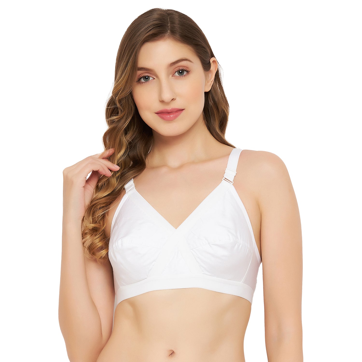 Womens Non Padded Non Wired Solid Full Coverage White Bra - Camey Shop