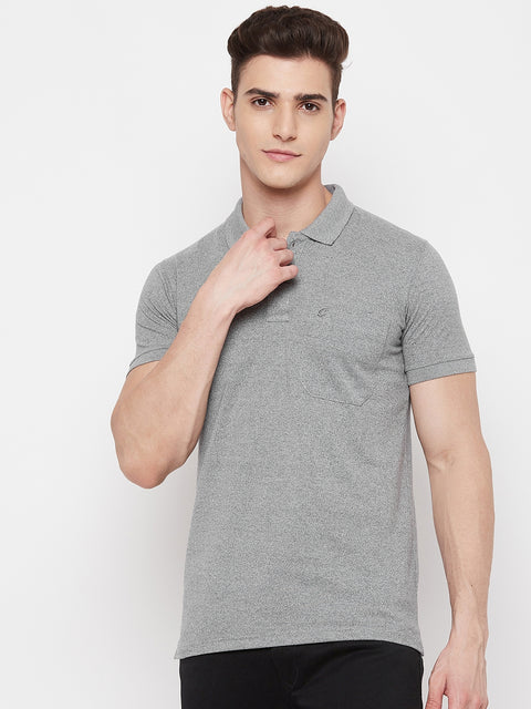Men's Pebble Grey Half Sleeves Cotton Polo T-Shirt - Camey Shop