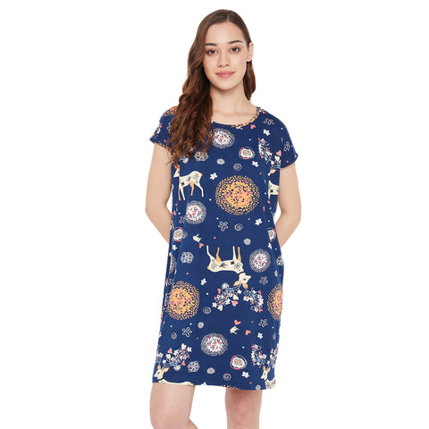 Camey Printed Knee Length Nighty, Loungewear, Nightwear, Sleepwear, Home Wear Short Nighty for Women - Camey Shop