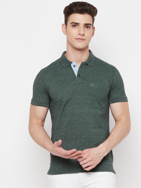 Men's Shadow Green Half Sleeves Cotton Polo T-Shirt - Camey Shop