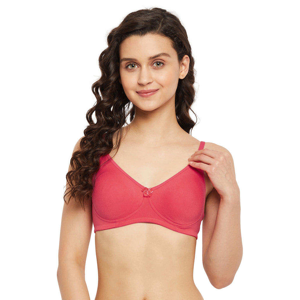 Womens Non Padded Non Wired Solid Full Coverage Tomato Colour Bra - Camey Shop