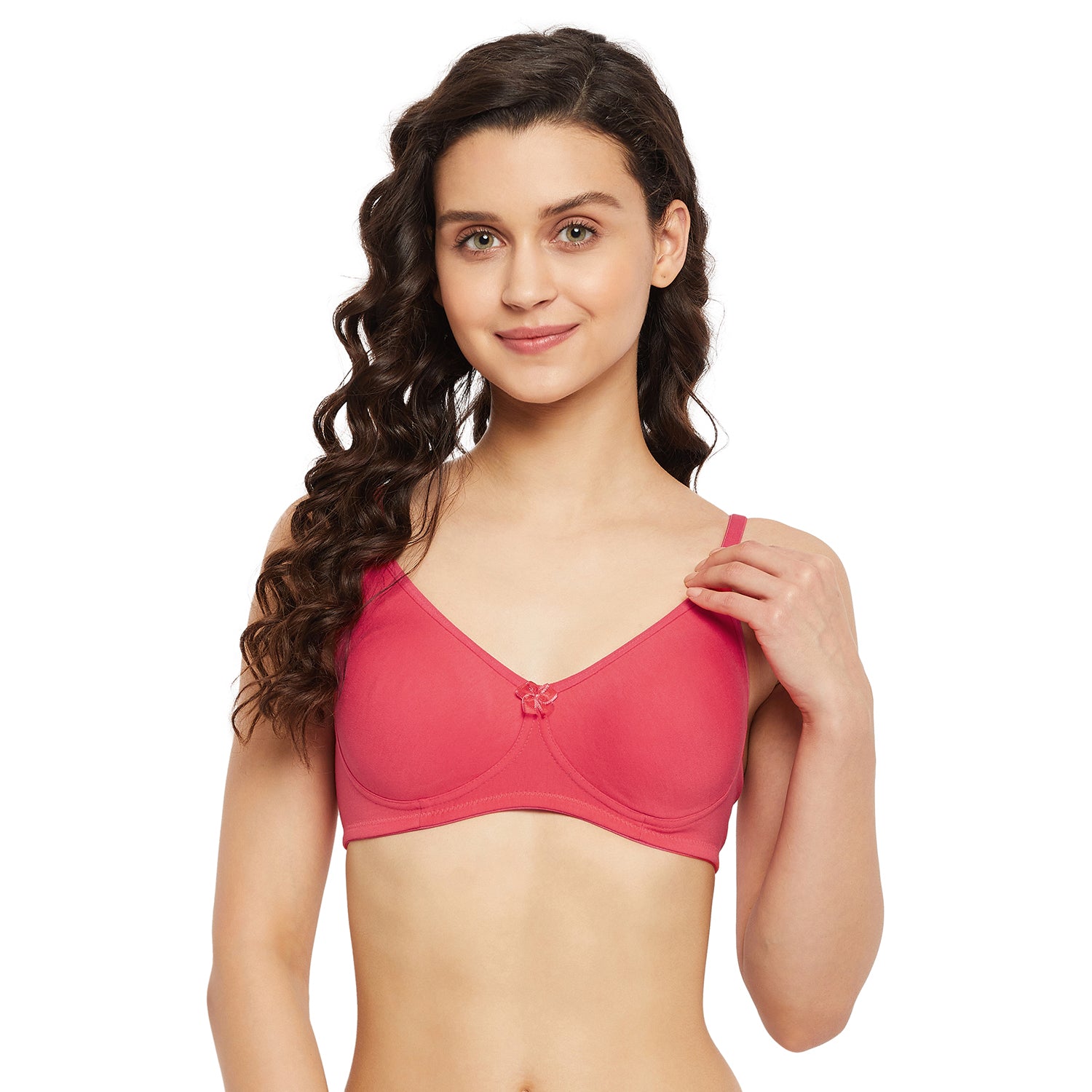 Womens Non Padded Non Wired Solid Full Coverage Tomato Colour Bra - Camey Shop