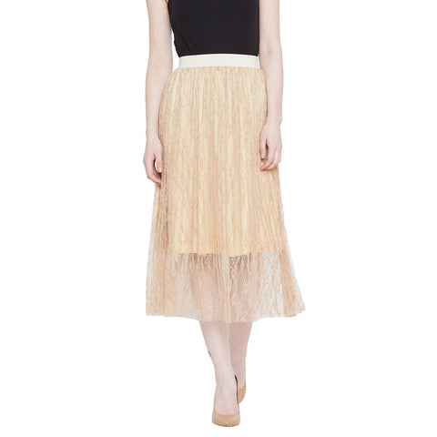 Camey Women Self Design A-line Beige Skirt - Camey Shop