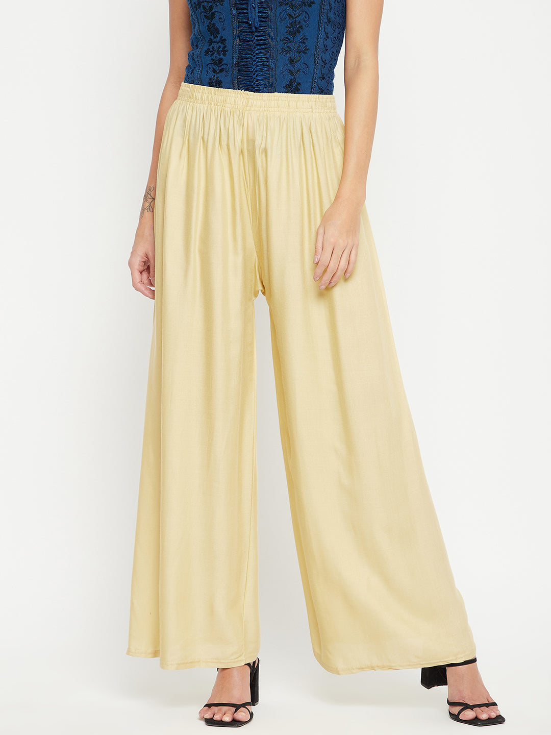 Women Cotton Beige Palazzo - Camey Shop