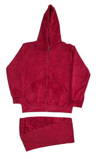 kids Velvet Full Sleeves Hooded Winter Wear Night Suit - Camey Shop
