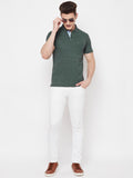 Men's Shadow Green Half Sleeves Cotton Polo T-Shirt - Camey Shop