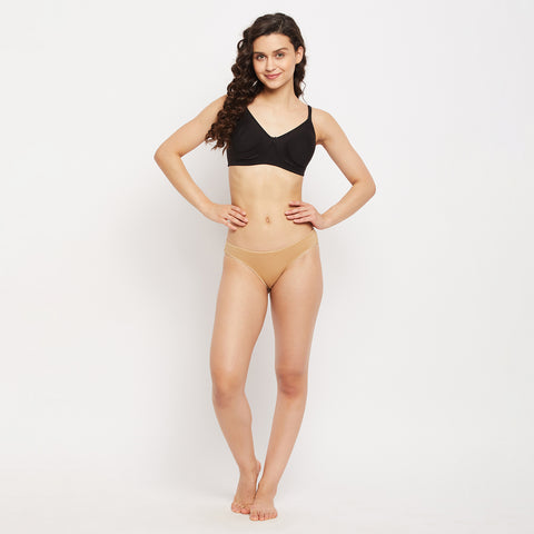 Womens Non Padded Non Wired Solid Full Coverage Black Bra - Camey Shop