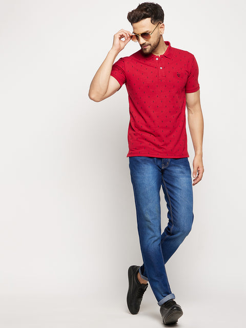 Camey Men's Printed Half Sleeves Cotton Front Button T-Shirt - Camey Shop