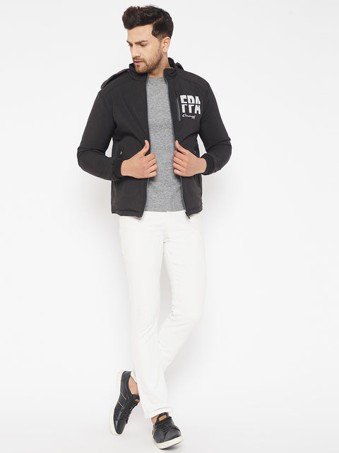 Mens Black Full Sleeve Solid Jacket - Camey Shop