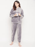 Camey Women's Winter Full Sleeve Top and Pajama Pants Regular Fit Night Suit Hooded Top and Pyjama Set Ladies Night Dress - Camey Shop