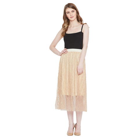 Camey Women Self Design A-line Beige Skirt - Camey Shop