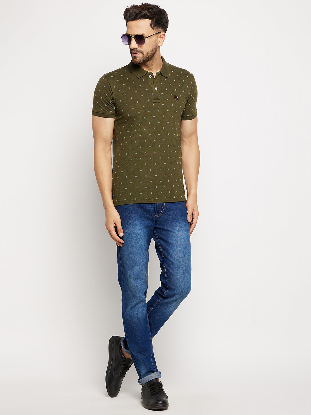 Camey Men's Printed Half Sleeves Cotton Front Button T-Shirt - Camey Shop