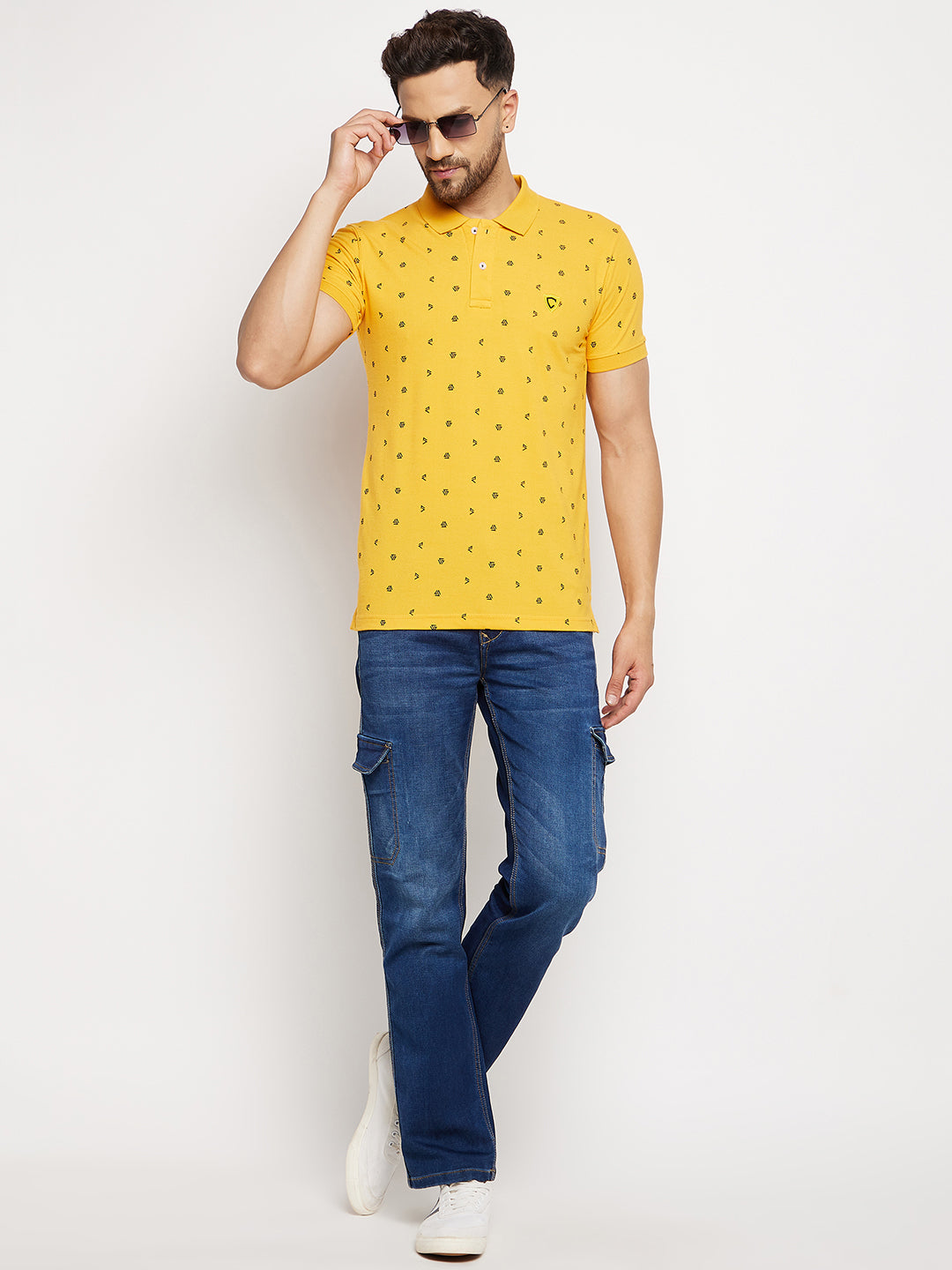 Camey Men's Printed Half Sleeves Cotton Front Button T-Shirt - Camey Shop