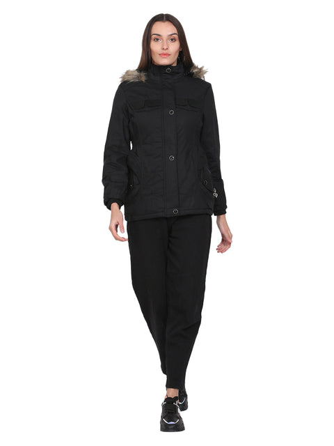 Women's Solid Black Jacket - Camey Shop