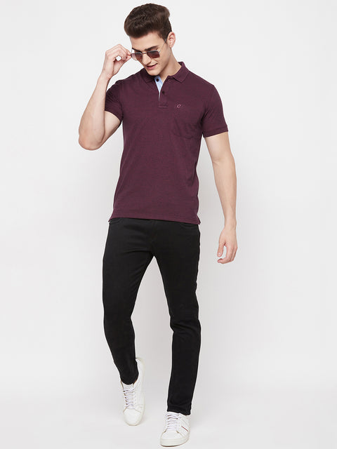 Men's Rustic Red Half Sleeves Cotton Polo T-Shirt - Camey Shop