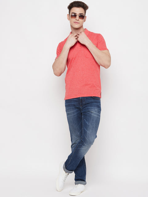 Men's Mars Red Half Sleeves Cotton Polo T-Shirt - Camey Shop
