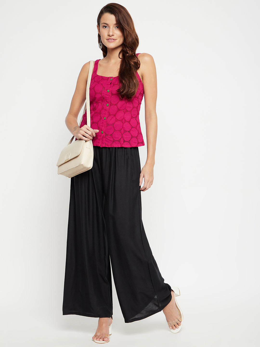 Women Cotton Black Palazzo - Camey Shop